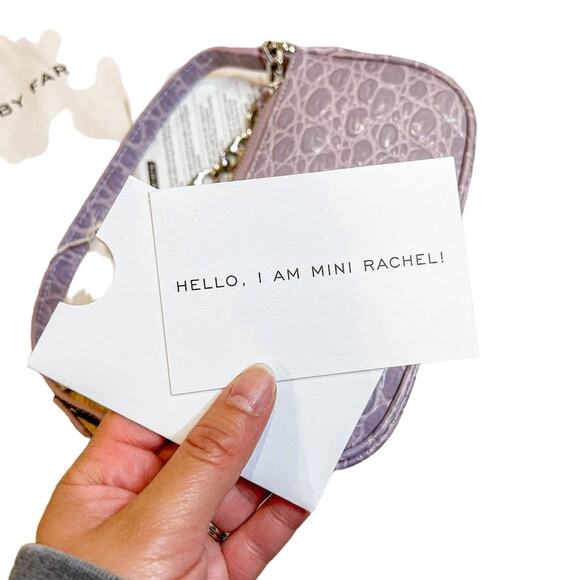 NWT By Far Rachel Mini Lilac Circular Crocodile Croc Embossed Leather Small Bag - Picture 9 of 12